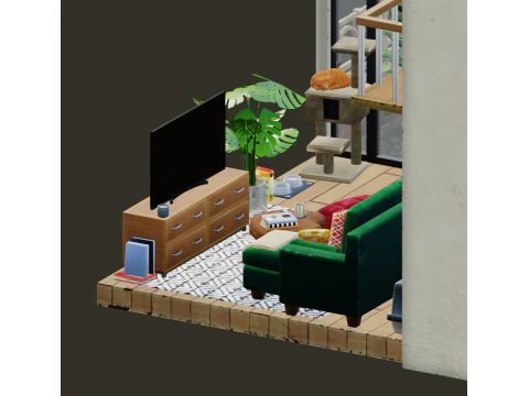 Cartoon Single Apartment 3D Model