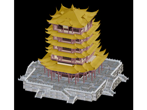 Modelo antiguo de torre de grulla amarilla Modelo 3D