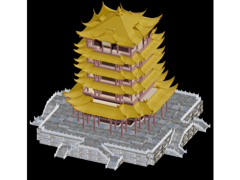 Ancient Yellow Crane Tower Model Model 3D