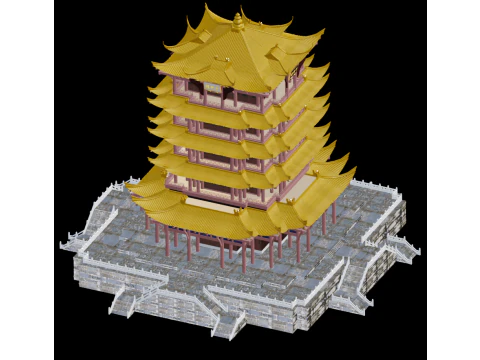 Ancient Yellow Crane Tower Model 3D Model