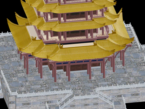 Ancient Yellow Crane Tower Model 3D Model
