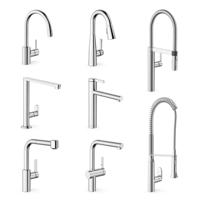 5 sets of kitchen and bathroom faucets 3D Model .c4d .max .obj .3ds .fbx .stl .blend