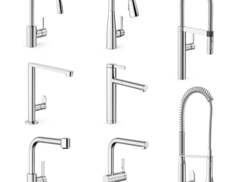 주방 및 욕실 수도꼭지 5세트 3D 모델