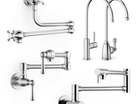 5 Sätze Küchen- und Badarmaturen 3D Modell