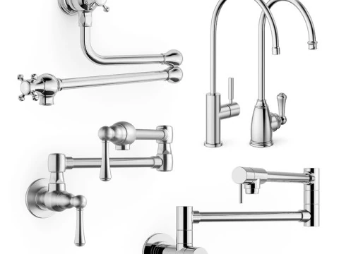 5 sets of kitchen and bathroom faucets 3D Model