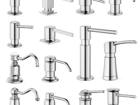 5 sets of kitchen and bathroom faucets 3D Model