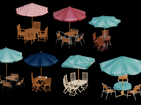 7 outdoor sunshades 3D 模型