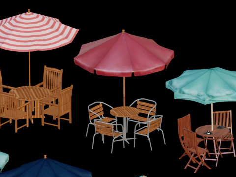 7 outdoor sunshades 3D Model