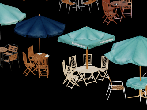 7 outdoor sunshades 3D Model