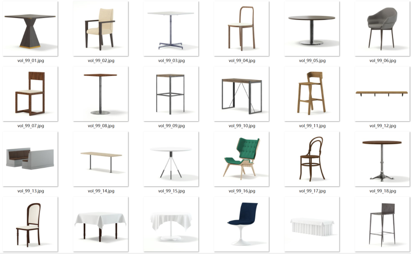 46 móveis de restaurante Modelo 3D .c4d .max .obj .3ds .fbx .stl .blend 