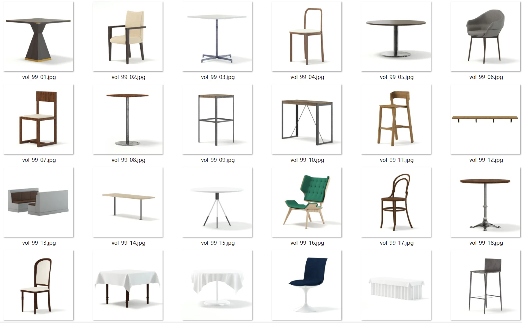 46 restaurant furniture items 3D Model .c4d .max .obj .3ds .fbx .stl .blend