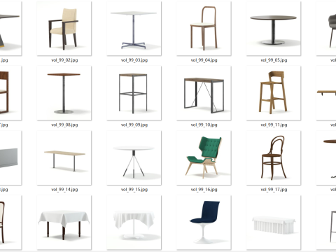 46 restaurant furniture items Modèle 3D