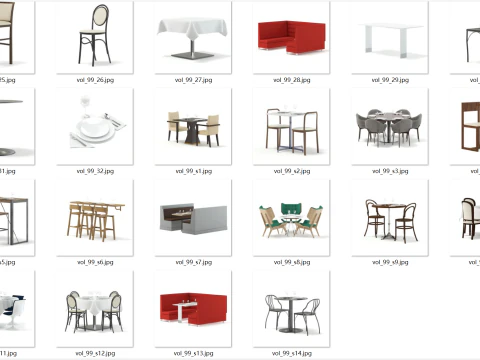 46 restaurant furniture items 3D Model