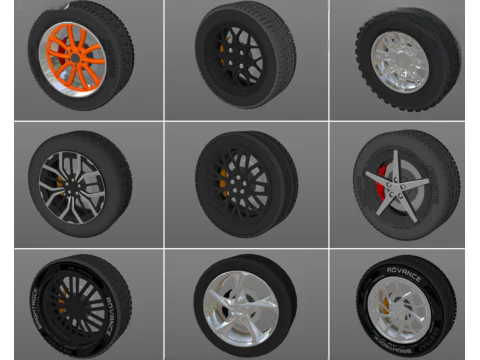 20个汽车轮子 3D 模型