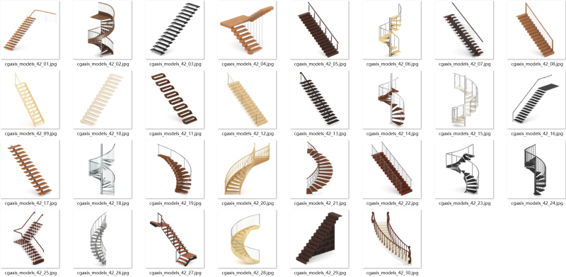 30 моделей лестниц 3D Модель .c4d .max .obj .3ds .fbx .stl .blend 