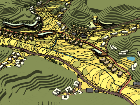 Autumn Terraced Fields 3D Модель