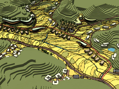 Осенние террасные поля 3D Модель