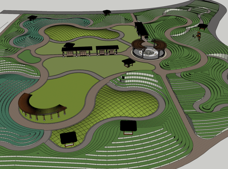 Botanical Garden Terraced Fields Model 3D .c4d .max .obj .3ds .fbx .stl .blend