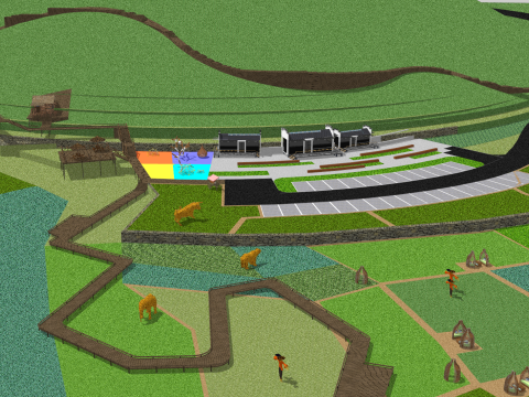 Rural relay station field plank road 3D Model