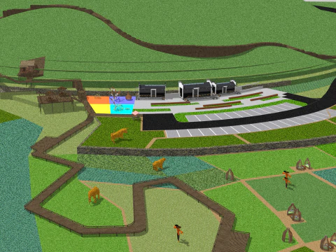 Rural relay station field plank road 3D Model