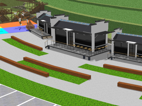 Rural relay station field plank road 3D Model