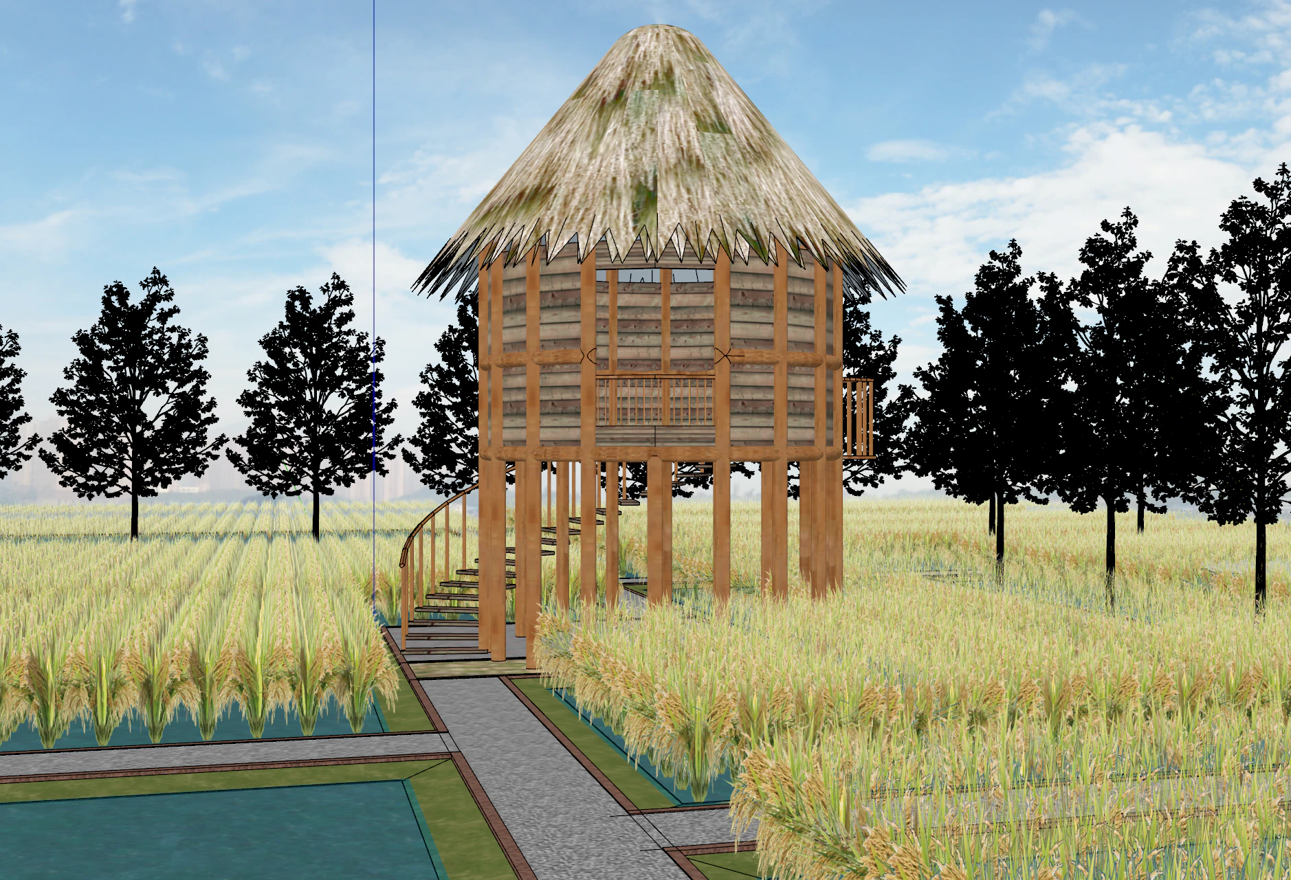 Rice field landscape 3D Model .c4d .max .obj .3ds .fbx .stl .blend 