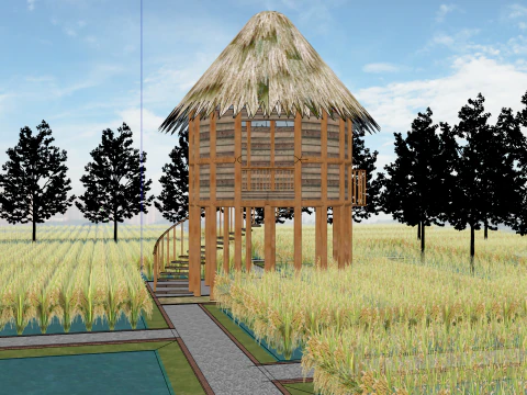 Rice field landscape 3D Model