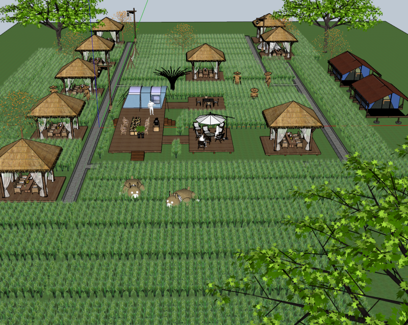 Pastoral scenery 3D Model .c4d .max .obj .3ds .fbx .stl .blend