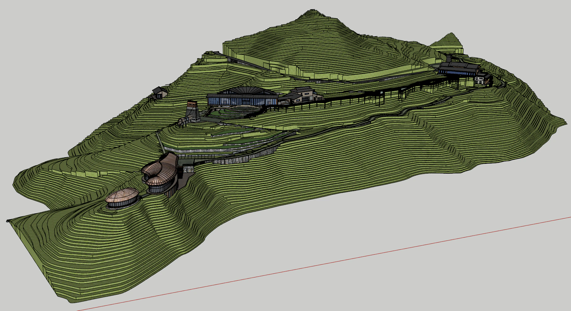 Terraced fields and houses 3D Model .c4d .max .obj .3ds .fbx .stl .blend 