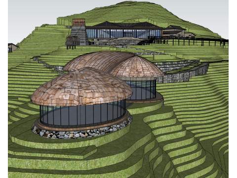 Terraced fields and houses Modelo 3D