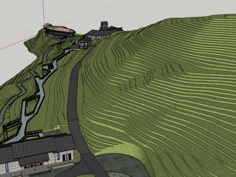Terraced fields and houses Modelo 3D