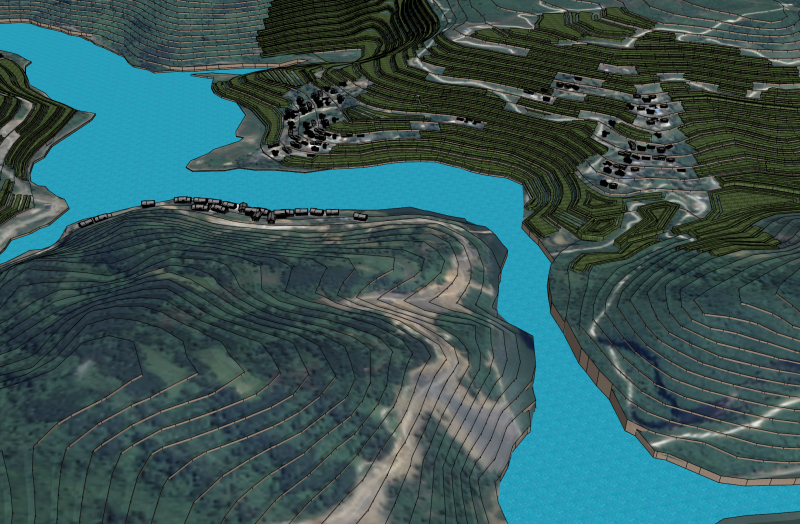 Terraced fields and reservoirs 3D Model .c4d .max .obj .3ds .fbx .stl .blend