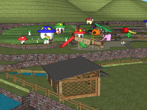 Wild childrens amusement park 3D Model