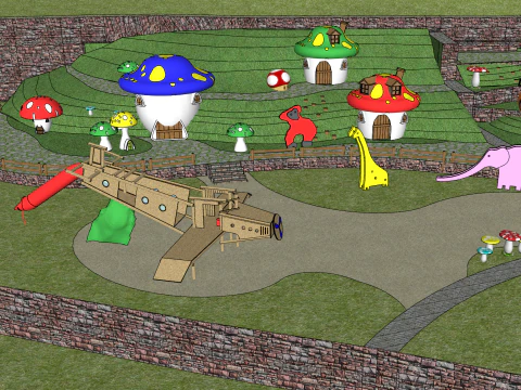 Wild childrens amusement park 3D Model