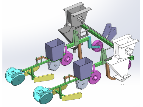 Fertilization and sowing machine SolidWorks editable 3D Model