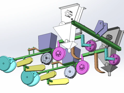 Fertilization and sowing machine SolidWorks editable 3D Model