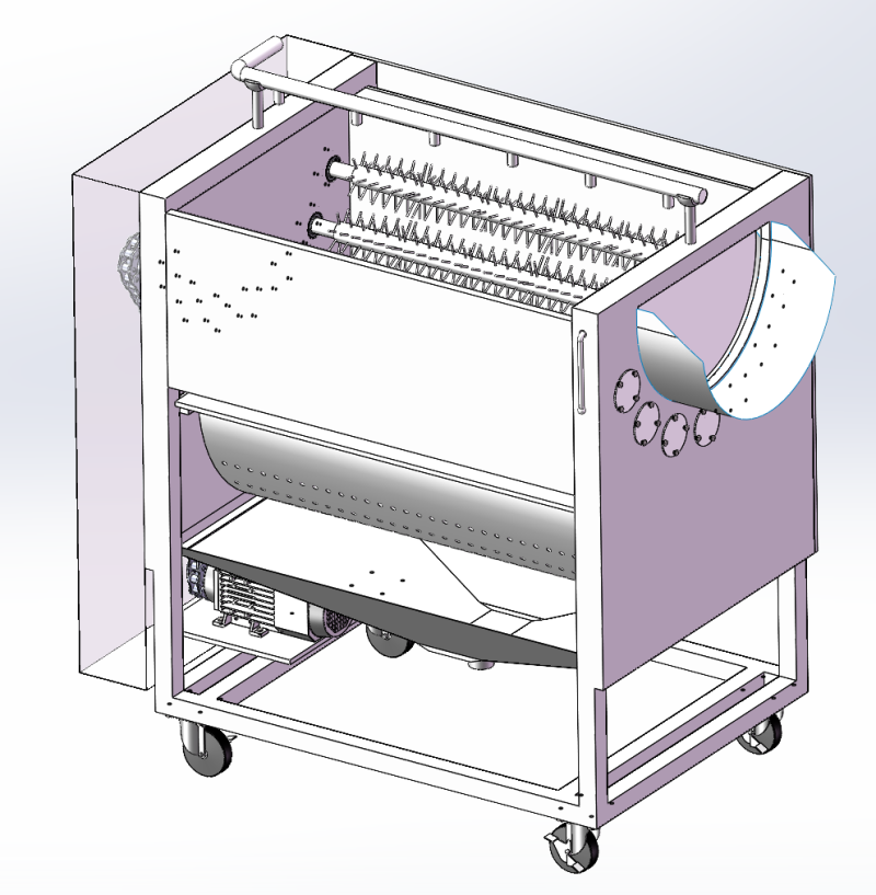 Macchina per pulire e sbucciare le patate SolidWorks modificabile Modello 3D .c4d .max .obj .3ds .fbx .stl .blend