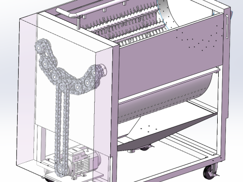 Macchina per pulire e sbucciare le patate SolidWorks modificabile Modello 3D