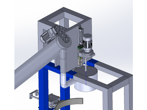 Diseño SolidWorks de dispositivo de sellado automático para boca de tarro. Modelo 3D