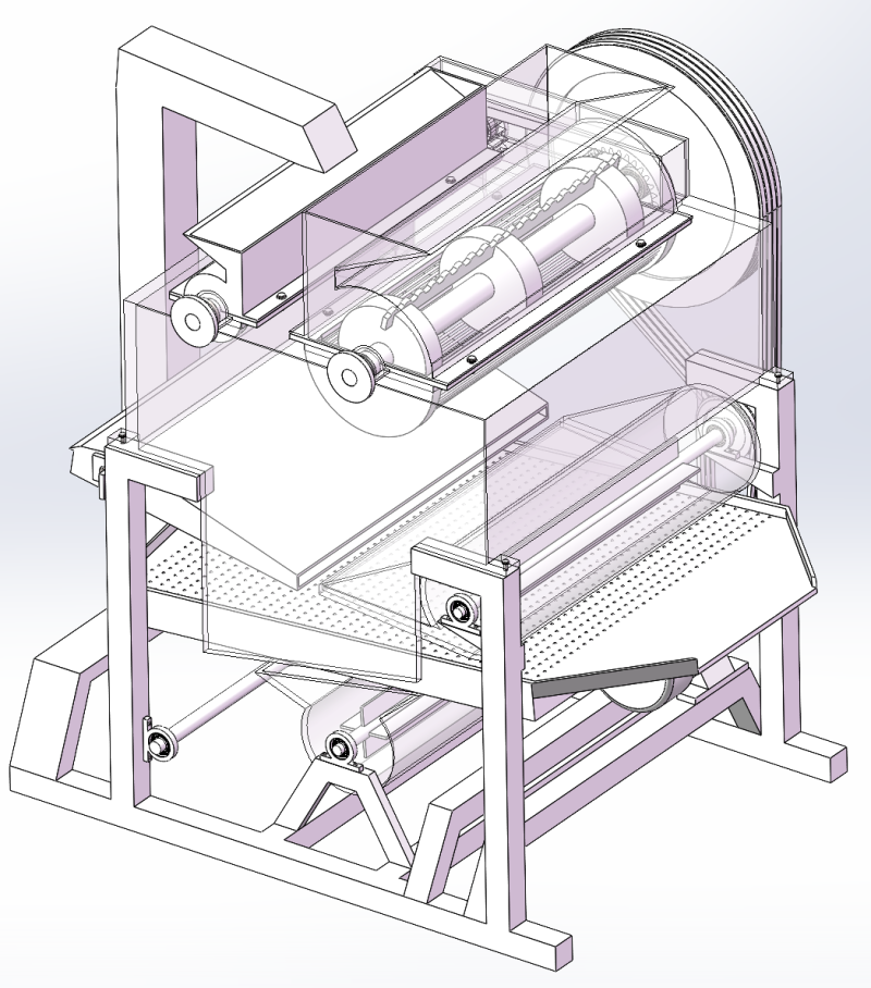 双滚筒气动循环花生脱壳机 SolidWorks 3D 3D 模型 .c4d .max .obj .3ds .fbx .stl .blend 