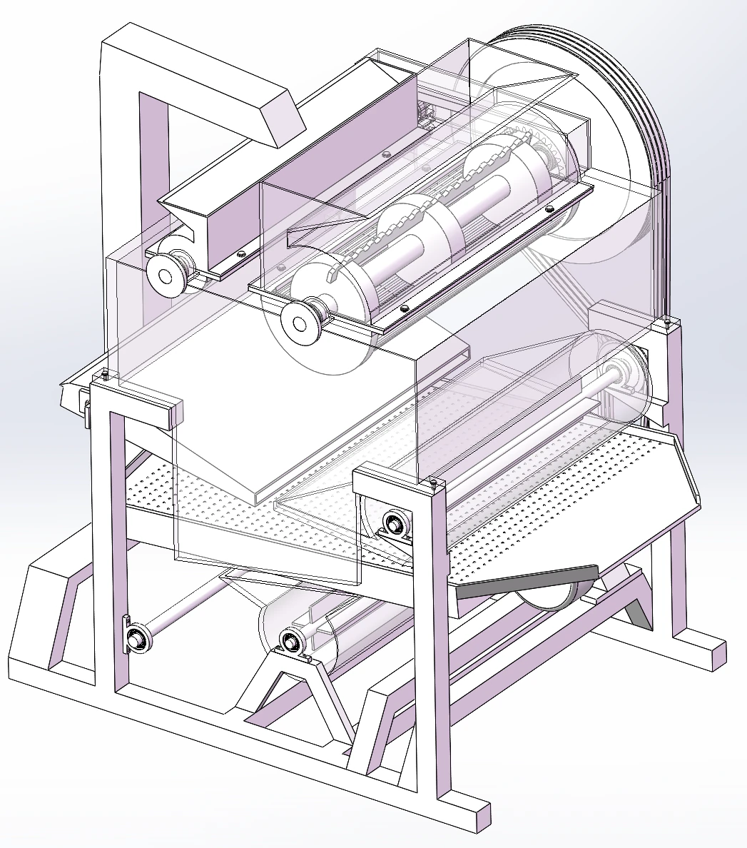 Double drum pneumatic circulation peanut huller SolidWorks 3D 3D Model .c4d .max .obj .3ds .fbx .stl .blend 