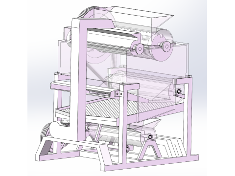 双滚筒气动循环花生脱壳机 SolidWorks 3D 3D 模型