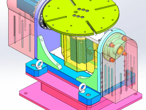 Dual axis linkage rotary positioner SolidWorks 3D 3D Model