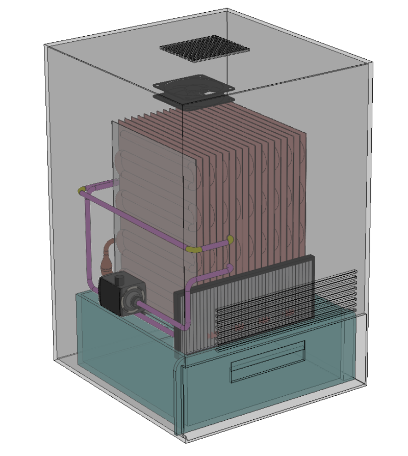 वाटर कूलिंग रेडिएटर सॉलिडवर्क्स 3डी 3D मॉडल .c4d .max .obj .3ds .fbx .stl .blend