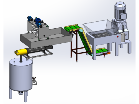 食用菌類廃棄物残渣のリサイクルおよび再利用装置の SolidWorks 設計 3Dモデル