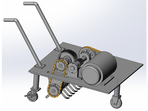 Projekt kosiarki ręcznej pchanej w SolidWorks Model 3D