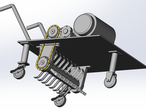 Projekt kosiarki ręcznej pchanej w SolidWorks Model 3D