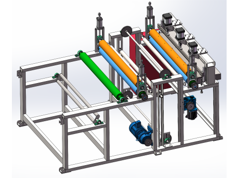Станок для резки рулонной ткани SolidWorks 3D 3D Модель