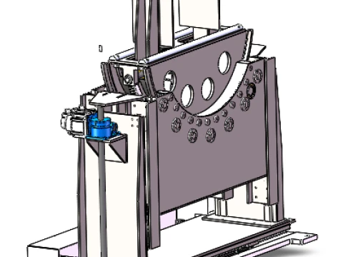 Kavisli hareket &ouml;zelliğine sahip C tipi transfer makinesi SolidWorks 3D 3D Model