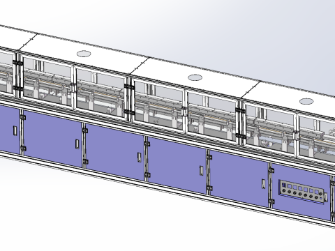 Linea di produzione di condensatori tre in uno SolidWorks 3D Modello 3D